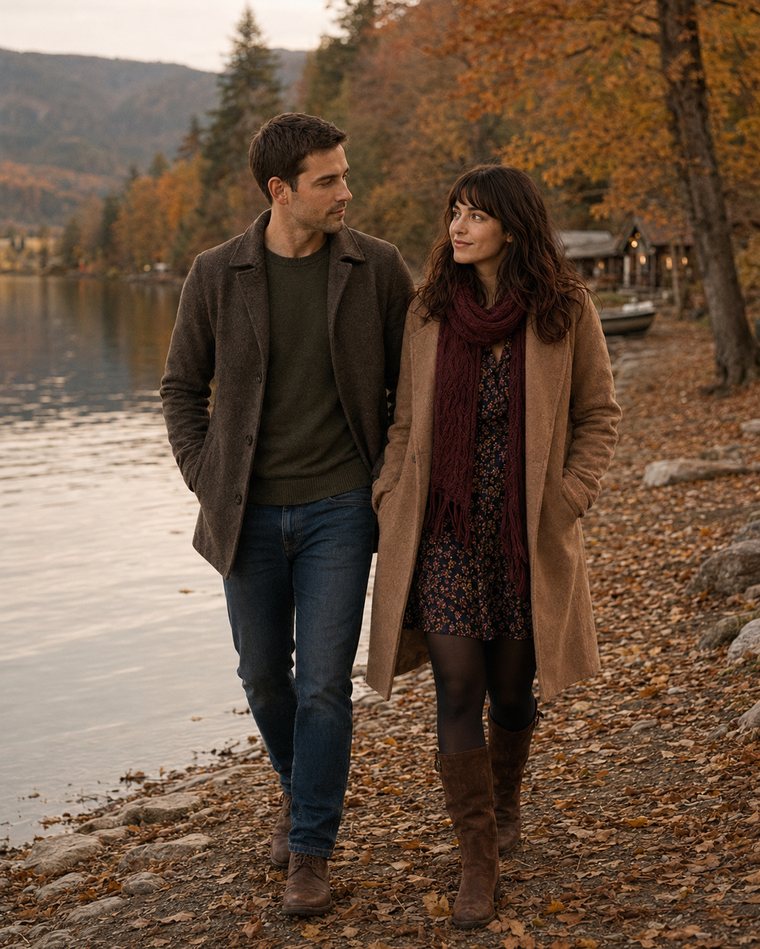 At the lake in autumn with Elias