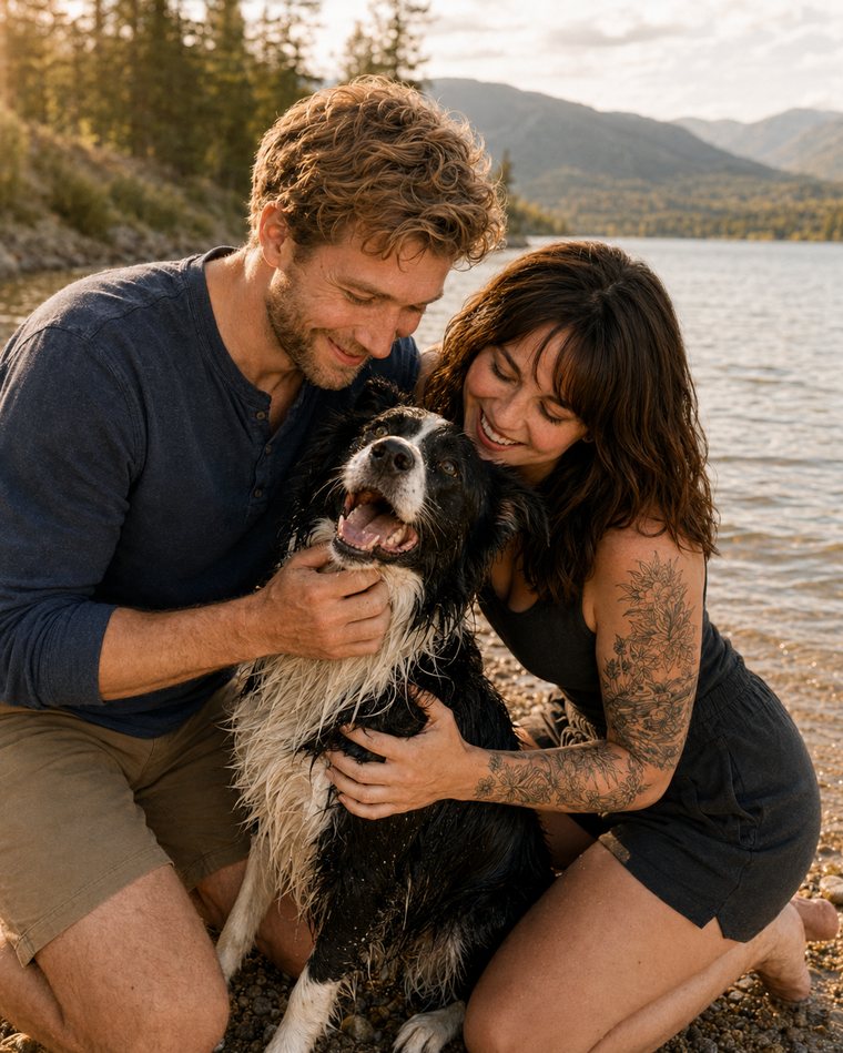 At the lake with Noah and Bounty